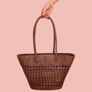 Elegant Brown Woven Tote Bag